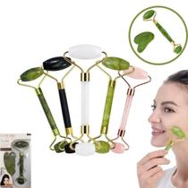 Kit De Massagem Facial Pedra Roller Gua Sha - Opções de Cor Kit De Massagem Facial Pedra Roller Gua Sha - Opções de Cor