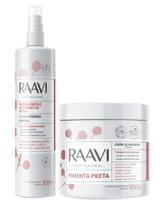 Kit de Massagem Redutor de Medidas e Celulite Raavi Pimenta Preta