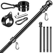 Kit de Mastro de Bandeira BONWIN 1,5m Aço Inoxidável Preto com Anéis Giratórios 360