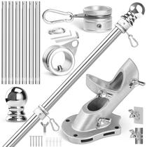 Kit de Mastro para Bandeira Anovo 213 cm Aço Inoxidável com Anéis Giratórios Kit de Mastro para Bandeira Anovo 213 cm Aço Inoxidável com Anéis Giratórios