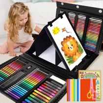Kit de materiais de arte PENCCOR com 208 peças e cavalete para crianças Kit de materiais de arte PENCCOR com 208 peças e cavalete para crianças