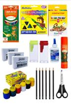 Kit de Material Escolar Ensino Infantil Pré Escola, Lápis de Cor Apagável Kit de Material Escolar Ensino Infantil Pré Escola, Lápis de Cor Apagável