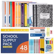 Kit de Material Escolar EPI 48 Peças Caderno com Linhas Grandes para 6º ao 8º Ano