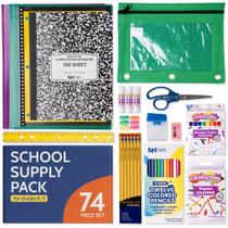 Kit de material escolar EPI com 74 peças, pauta larga, do jardim de infância ao 5º ano Kit de material escolar EPI com 74 peças, pauta larga, do jardim de infância ao 5º ano