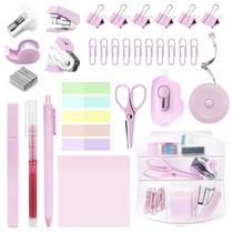Kit de Material Escolar Mini YUMOONI com Grampeador Rosa Kit de Material Escolar Mini YUMOONI com Grampeador Rosa