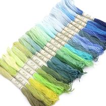 Kit de Meadas Degradê Azul e Verde para Bordar Tingimento Artesanal - 20 unidades