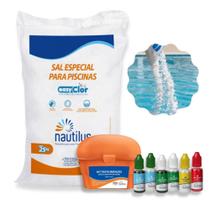 Kit de Medicao Sal + Cloro e Ph + Alcalinidade + Sal para Piscinas 25kg Nautilus