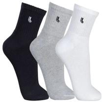 Kit de Meia Cano Médio Walk - Preta / Cinza / Branco - 3 pares - Lupo Kit de Meia Cano Médio Walk - Preta / Cinza / Branco - 3 pares - Lupo