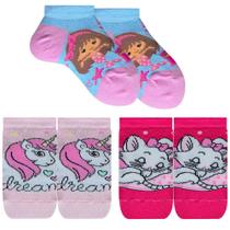 Kit de Meia Sapatilha Infantil Encanto 3 Pares