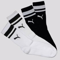 Kit de Meias Puma 4 Pares Cano Longo Heritage Preta e Branca