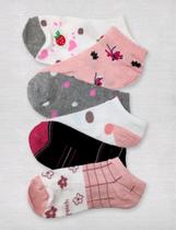Kit de meias soquete feminina colorida 12 pares confortável