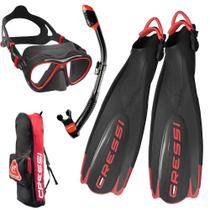 Kit de Mergulho Cressi Maui + Quantum +Dry+Mochila Vermelho