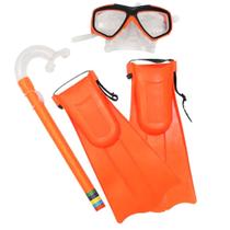 Kit de Mergulho Infantil Snorkel com Máscara e Nadadeiras BEL - Laranja Kit de Mergulho Infantil Snorkel com Máscara e Nadadeiras BEL - Laranja