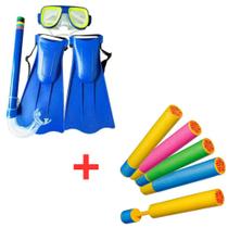 Kit De Mergulho + Lança Água Flutuante 35cm Piscina Praia