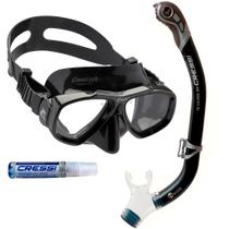 Kit de Mergulho Máscara+Respirador Cressi Focus Black Edition + Orion Dry + Anti Fog Sea Gold