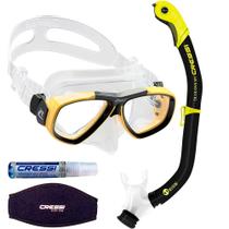 Kit de Mergulho Máscara+Respirador Cressi Focus + Orion Dry + Anti Fog Sea Gold + Strap