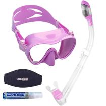 Kit de Mergulho Máscara+Respirador Cressi Frameless + Supernova Dry + Anti Fog Sea Gold + Strap