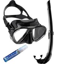 Kit de Mergulho Máscara+Respirador Cressi Matrix Black+ Corsica Flex + Anti Fog Sea Gold