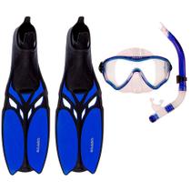 Kit de Mergulho Máscara+Respirador+Nadadeira Cetus Cobia Pro Blue