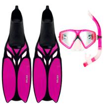Kit de Mergulho Máscara+Respirador+Nadadeira Cetus Shark Fun Pink