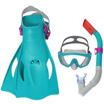 Kit de mergulho snorkel + mascara + pes de pato spark wave verde