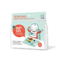 Kit de mesa Baby Eats - 3 Babadores + 3 jogos americanos com bordas adesivas