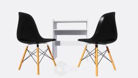 Kit De Mesa Branca Manicure + 2 Cadeiras Preta Eames Eiffel