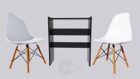 Kit De Mesa Preta + 2 Cadeiras Branca Eiffel Eames Manicure - AJB STORE