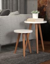 Kit de Mesas Madeira Resistente e Charmosa Off White