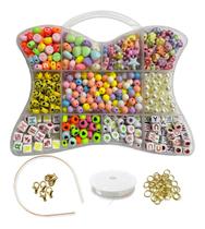 Kit De Miçanga Infantil Coloridas 680 Missangas Bolinhas Perolas Para Montar Colar Pulseira Infantil