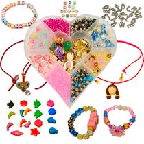 Kit de miçangas infantil coloridas contém itens para usar sua imaginação e criar acessórios infantis Kit de miçangas infantil coloridas contém itens para usar sua imaginação e criar acessórios infantis
