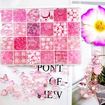 Kit de miçangas JJZxWish, 465 unidades, acrílico, série rosa sortida