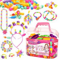 Kit de miçangas Snap Pop FUNZBO 620+ para meninas que fazem joias 4-8