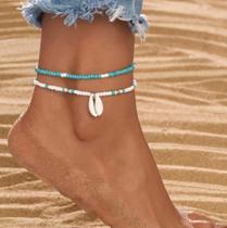 Kit de miçangas Tornozeleiras 2 peças com Búzios verdadeiros Kit de miçangas Tornozeleiras 2 peças com Búzios verdadeiros