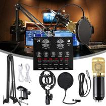 Kit de microfone aprimorado BM800 com placa de som v8 multifuncional interface de áudio usb