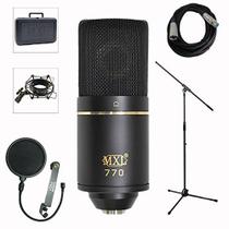 Kit de Microfone Condensador de Estúdio MXL 770 com Suporte e Pop Filter