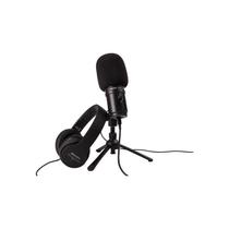 Kit de Microfone para Podcast USB Zoom ZUM-2 + Fone de Ouvido. Cor Preto