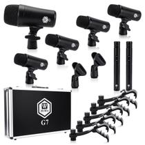 Kit de Microfones para Bateria W IN-MIX G7 com 7 Peças XLR Dinâmicos e Condensadores