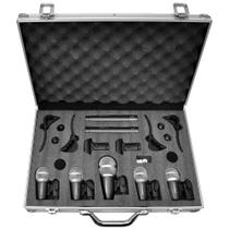 Kit de Microfones Pyle - Conjunto Dinâmico com Fio (7 Peças) - Preto