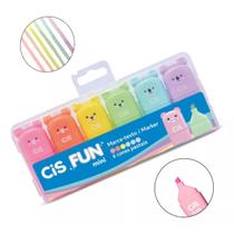 Kit De Mini Caneta Marca Texto Cis Fun - Tom Pastel 6 Cores