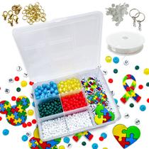 Kit de missangas para crianças montar bijuterias infantis pulseiras colar com bolinhas letras aplique autismo