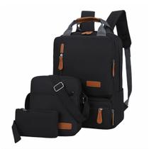 Kit de Mochila com Bolsa Transversal e Estojo - 03 peças