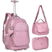 Kit de Mochila com Rodinha Rebecca Bonbon Rosa, Lilás e Verde-Água Kit de Mochila com Rodinha Rebecca Bonbon Rosa, Lilás e Verde-Água
