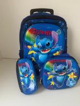 Kit De Mochila Escolar Com Rodinhas Stitch Com Lancheira + Estojo