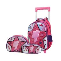 Kit De Mochila Escolar Rodinha Princesa 3d Alto Relevo Grand