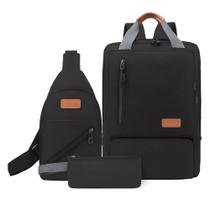 Kit de Mochila Masculina Academy com Bolsa Transversal e Necessaire