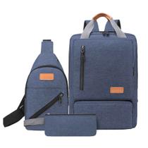 Kit de Mochila Masculina Academy com Bolsa Transversal e Necessaire