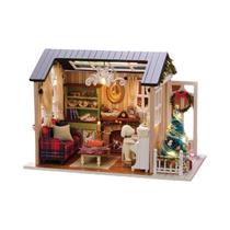 Kit de Modelo de Casa de Boneca em Miniatura DIY de Madeira - Com Móveis e Decorações