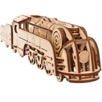 Kit de modelo de minilocomotiva UGEARS Puzzle 3D com elástico Kit de modelo de minilocomotiva UGEARS Puzzle 3D com elástico