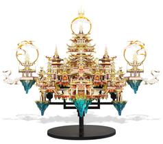 Kit de modelos de quebra-cabeças asiáticos de metal 3D Piececool LINGXIAO Palace